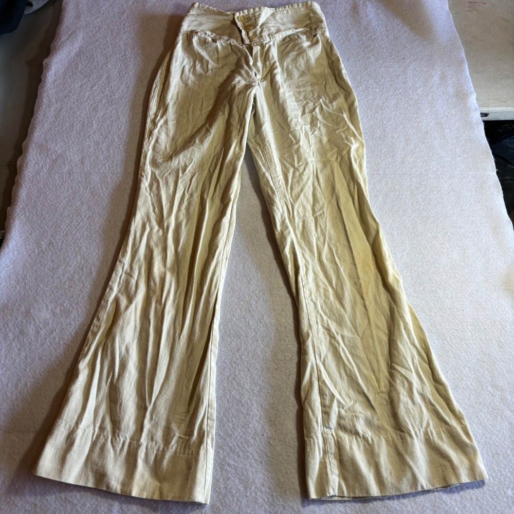 Bradford Hilton for California Women's Flare Leg High Waist Pants‎ Beige Vintage